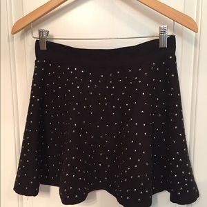 KIWI TUCKER SKIRT MINI BLACK STUDDED A-LINE FAUX SUEDE FEEL Size XS